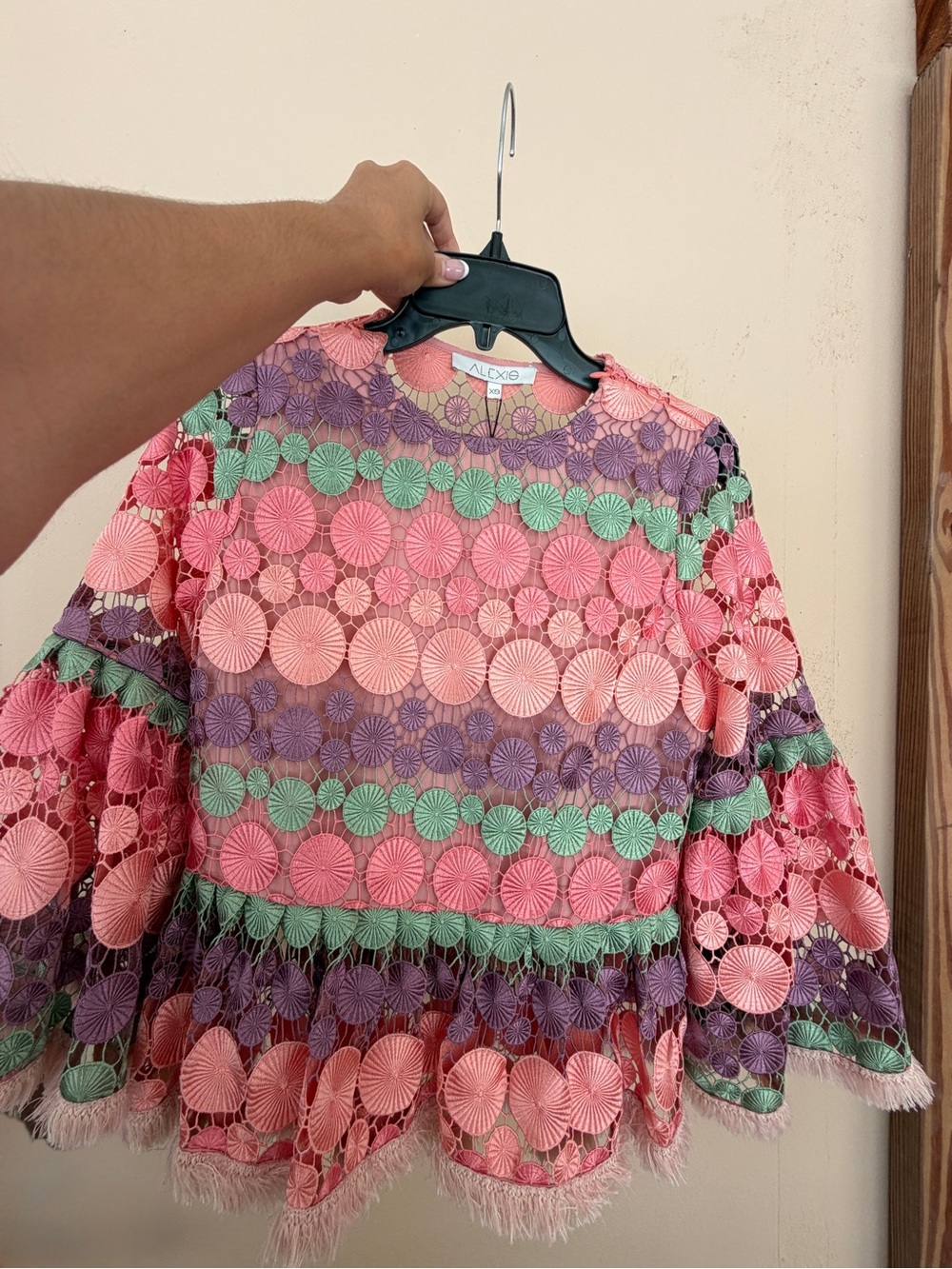 Alexis Pink Multicolor Lace Top